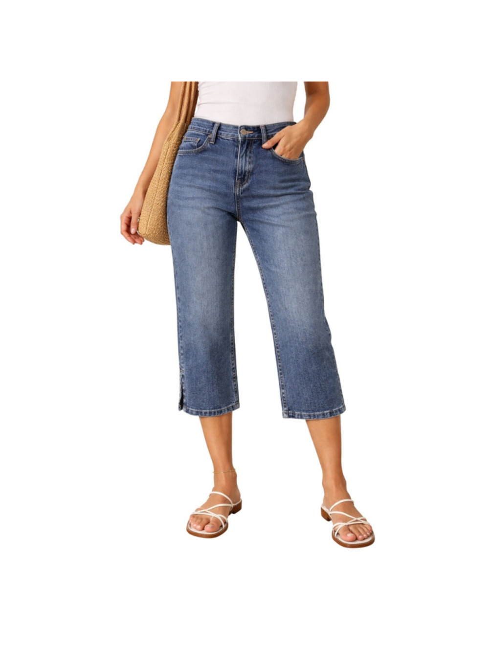 Boston Proper Size 10 Cotton Split Leg Cropped Jeans